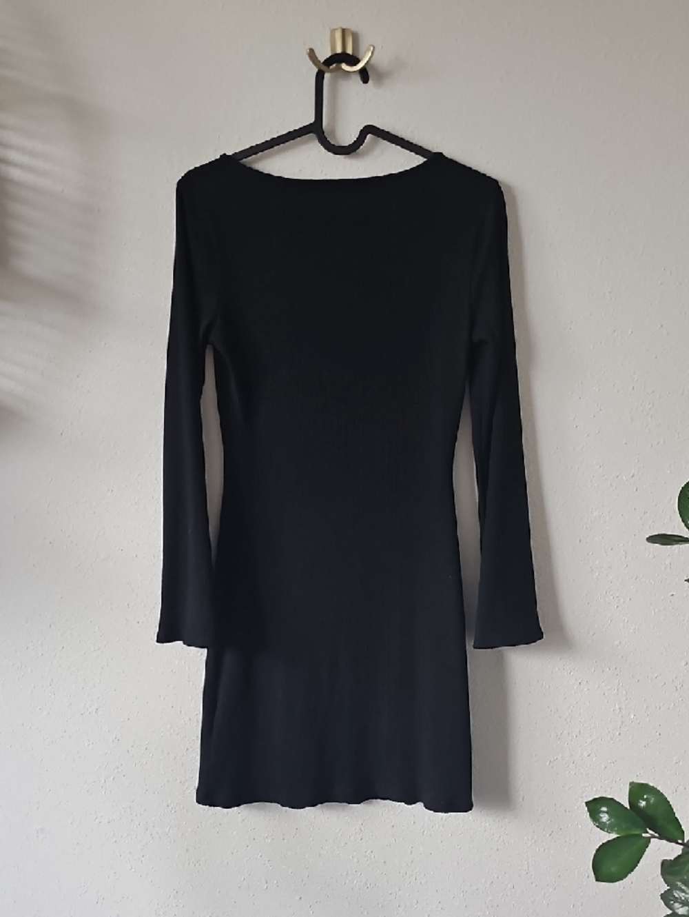 Reformation Elias Knit Black Long Sleeve Scoop Neck Mini Dress - Picture 9 of 10